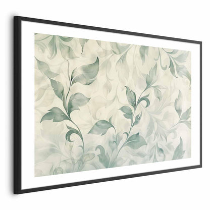 Poster - Watercolor Green-Beige Leaves Artgeist
