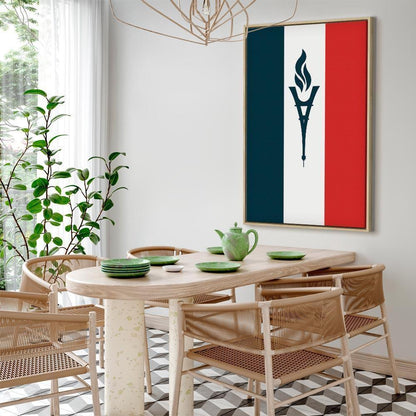 Leinwandbild - Torch Against the Backdrop of the French Flag