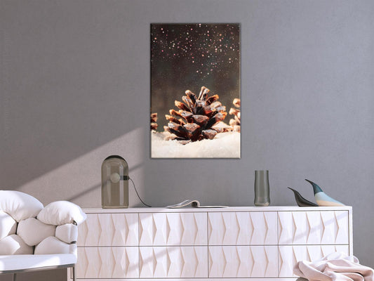 Leinwandbild - Winter Pine Cone (1 Part) Vertical Artgeist