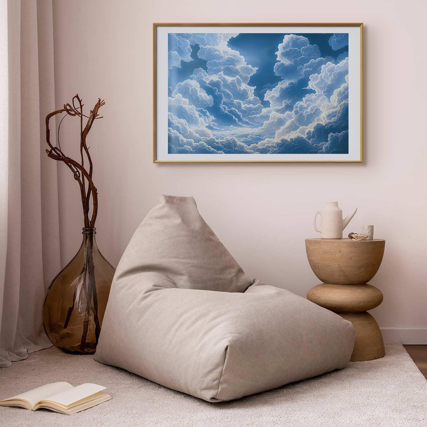 Poster - Blue Sky Breaking Through White, Fluffy Clouds