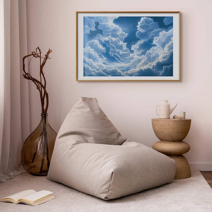 Poster - Blue Sky Breaking Through White, Fluffy Clouds