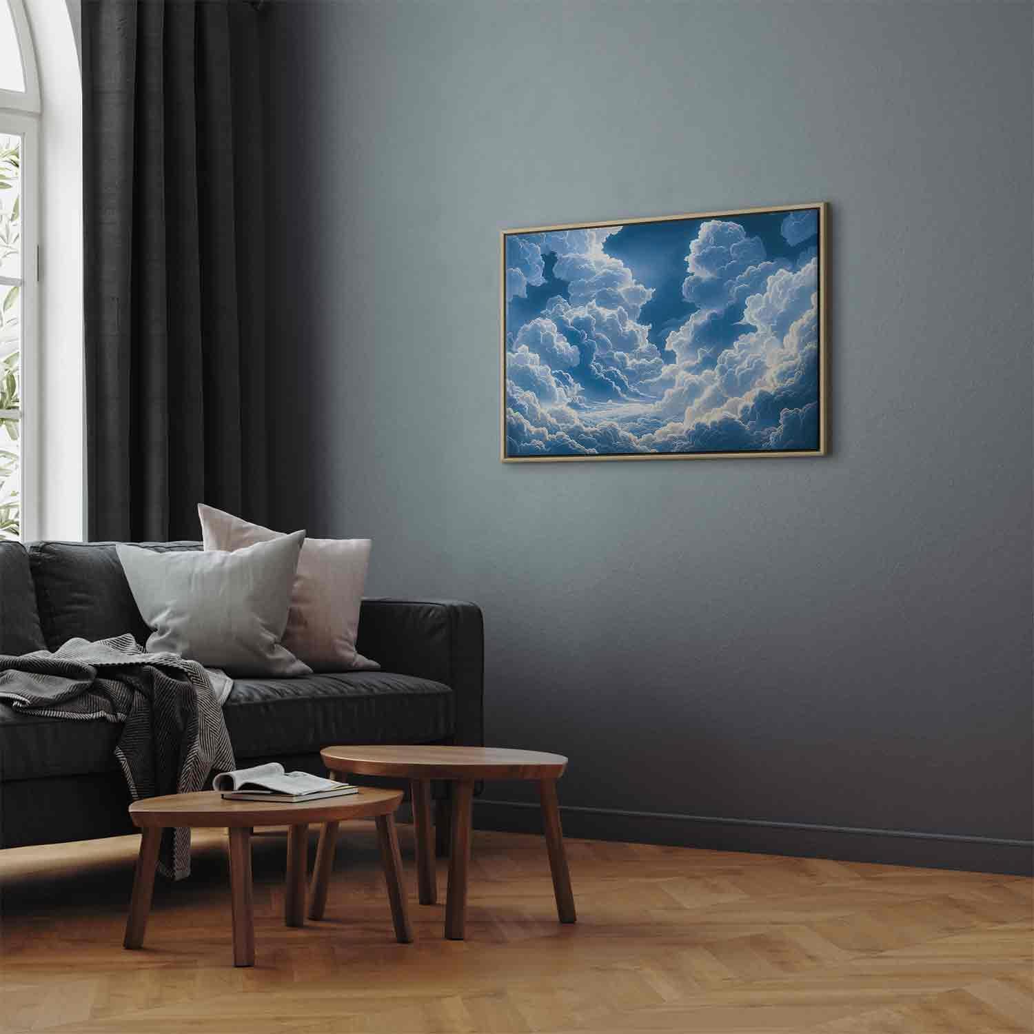 Leinwandbild - Blue Sky Breaking Through White Fluffy Clouds Artgeist