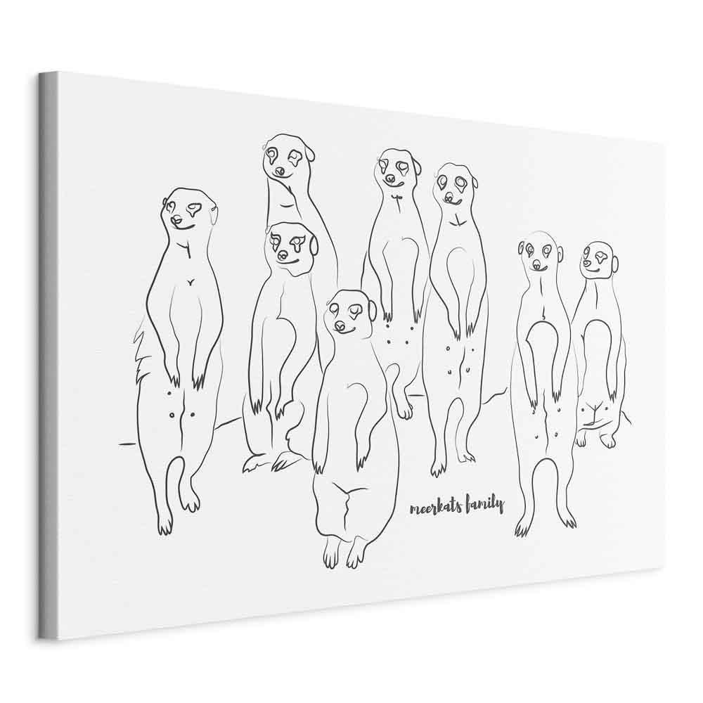 Leinwandbild - Animal Patrol (1-part) - Meerkats on Black and White Background