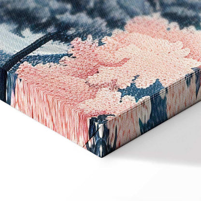 Leinwandbild - Landscape with the Ocean Cliffs and Trees in Delicate Pink Shades