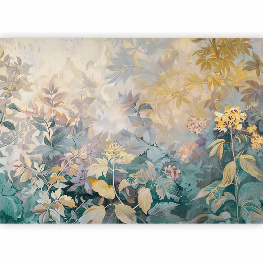 Fototapete - Tapestry Pattern with a Meadow and Flowers Kilim with a Spring Motif Artgeist