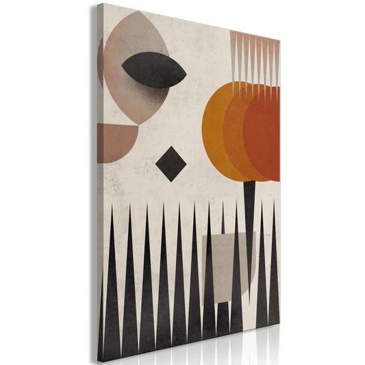 Leinwandbild – Sonne hinter den Bergen im Hochformat