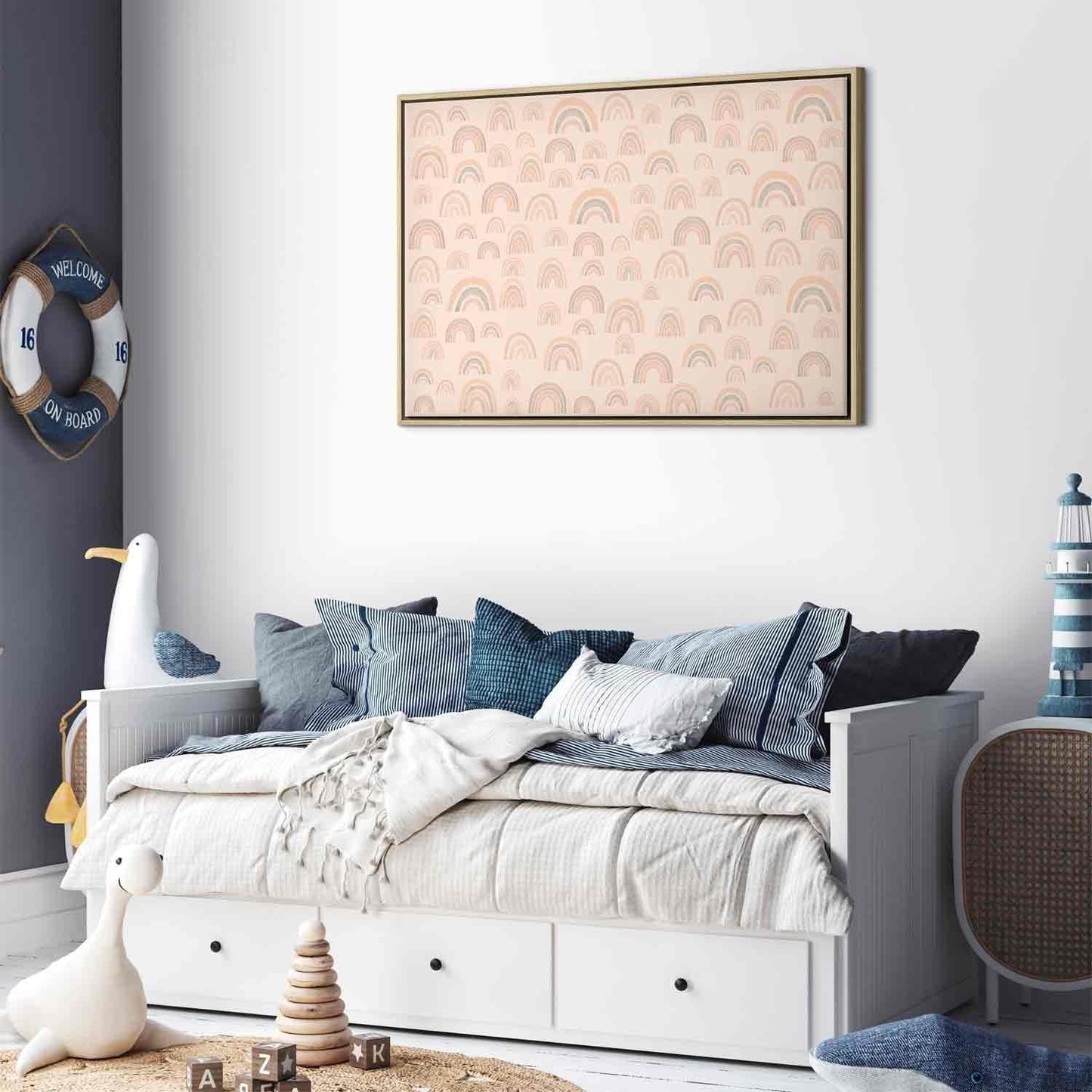 Leinwandbild - August Sky - Various Sizes of Rainbows in Calm Colors