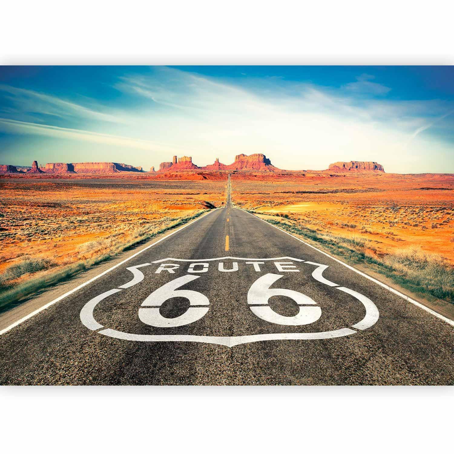 Nostalgische Tapete im Roadtrip-Stil – Route 66 Wandbild

