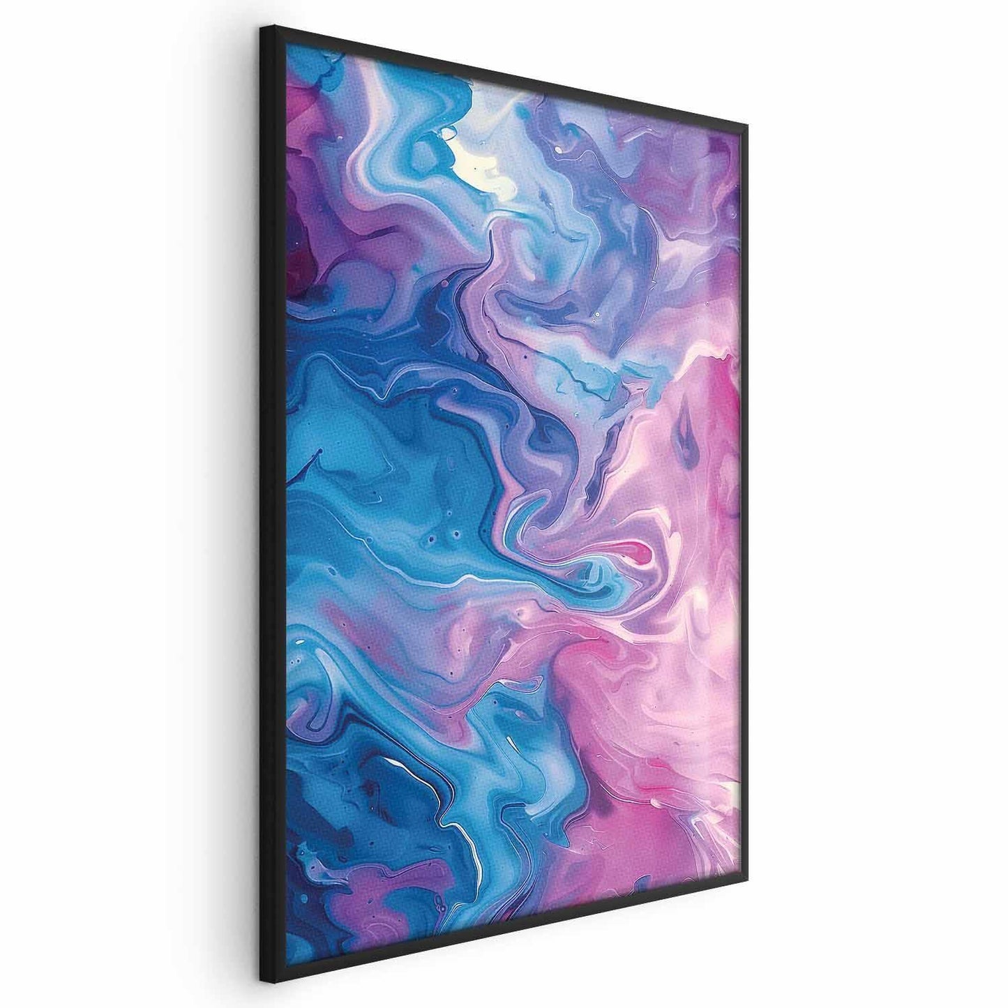 Poster - Night Flows - abstract waves in shades of blue and purple