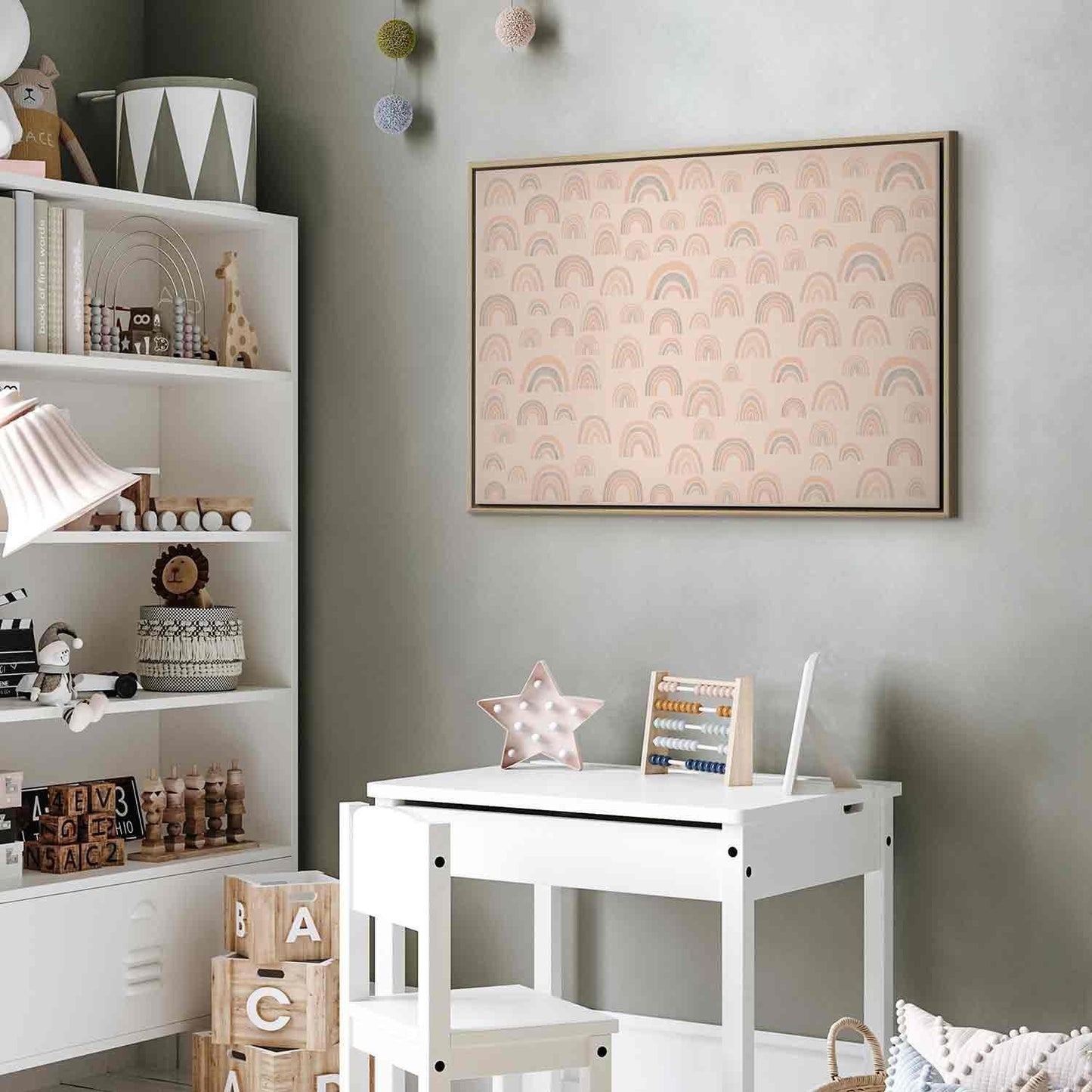 Leinwandbild - August Sky - Various Sizes of Rainbows in Calm Colors