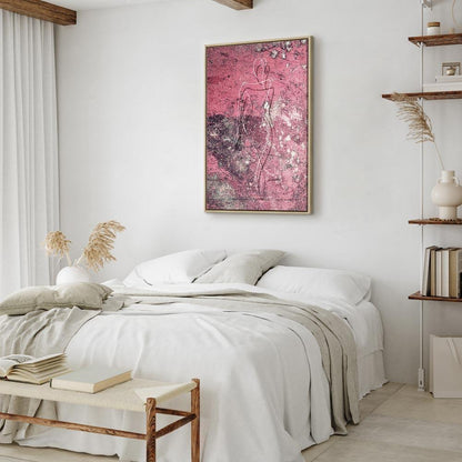 Leinwandbild - Figure on Pink Background (1-part) - Female Silhouette in Marble