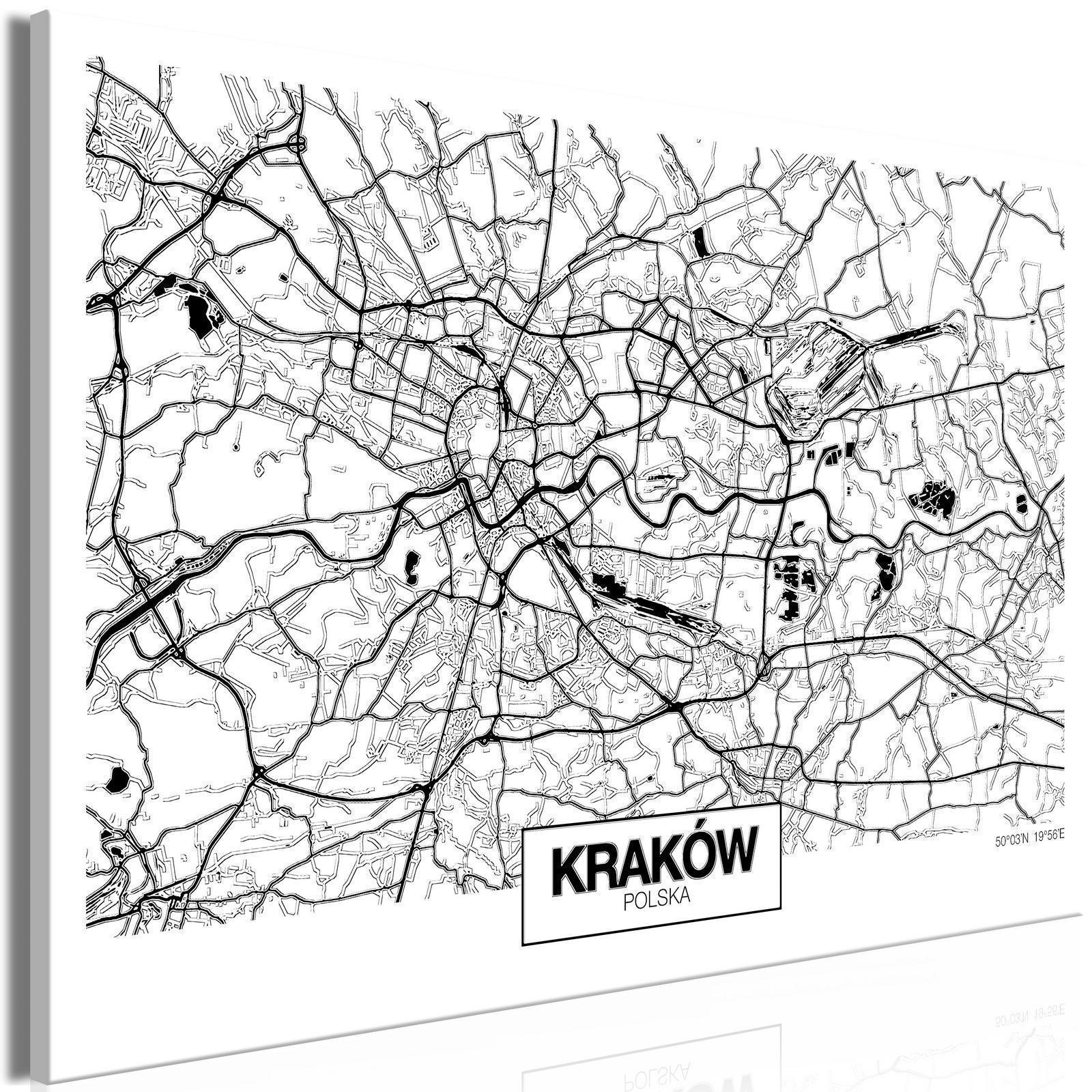 Leinwandbild - City Plan: Krakow (1 Part) Wide Artgeist