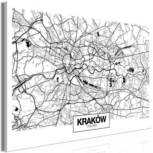 Leinwandbild - City Plan: Krakow (1 Part) Wide Artgeist