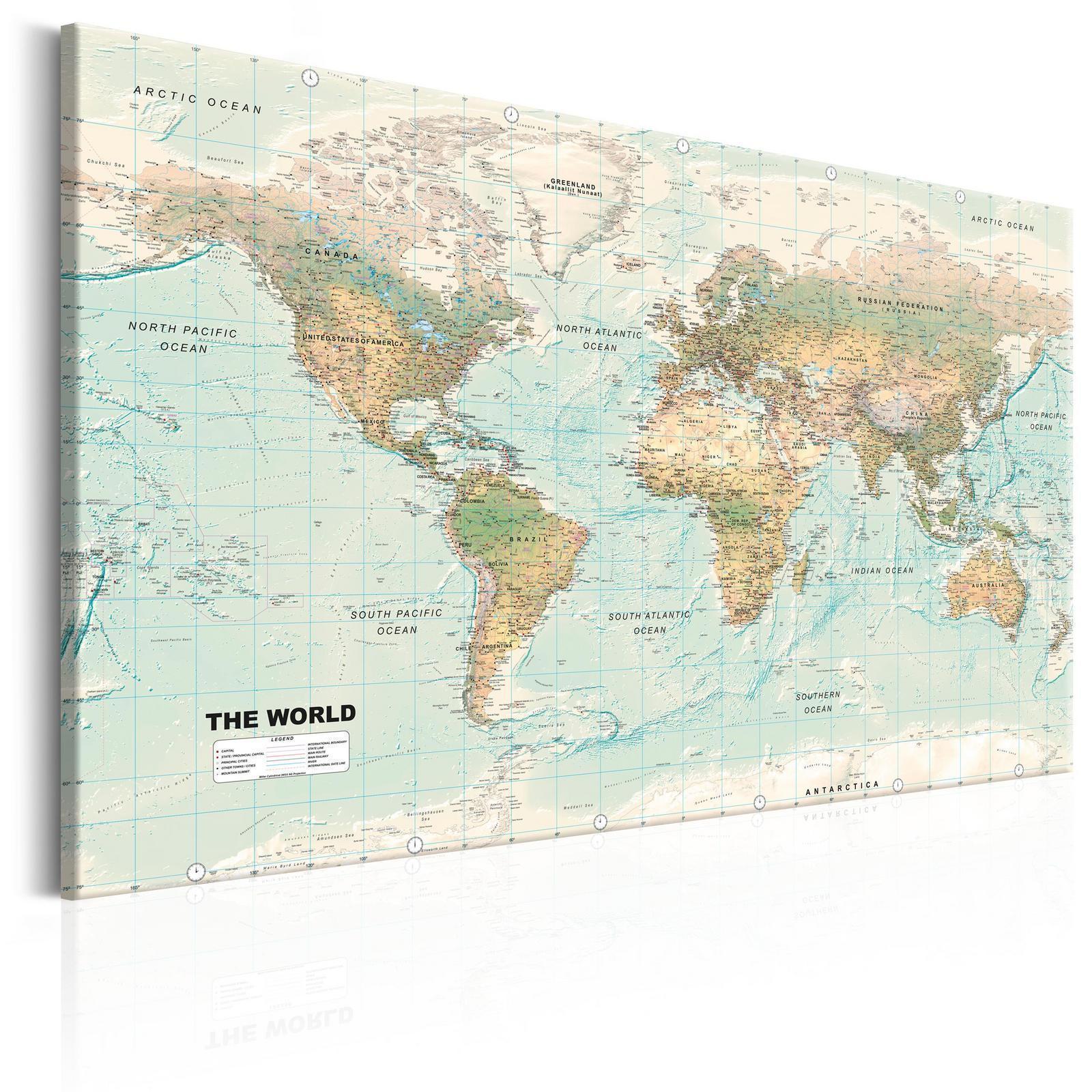 Leinwandbild - World Map: Beautiful World Artgeist
