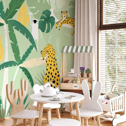 Fototapete - Cheetahs in the jungle - landscape with animals in the tropics for children