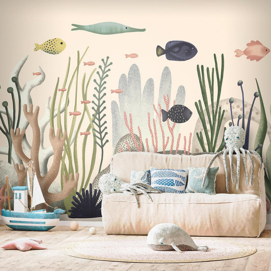Fototapete - Underwater World - Fish and Corals in Pastel Colours Artgeist