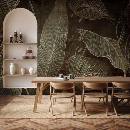 Fototapete Labyrinth der Blätter – Tropisches Blätterdach in Grüntönen