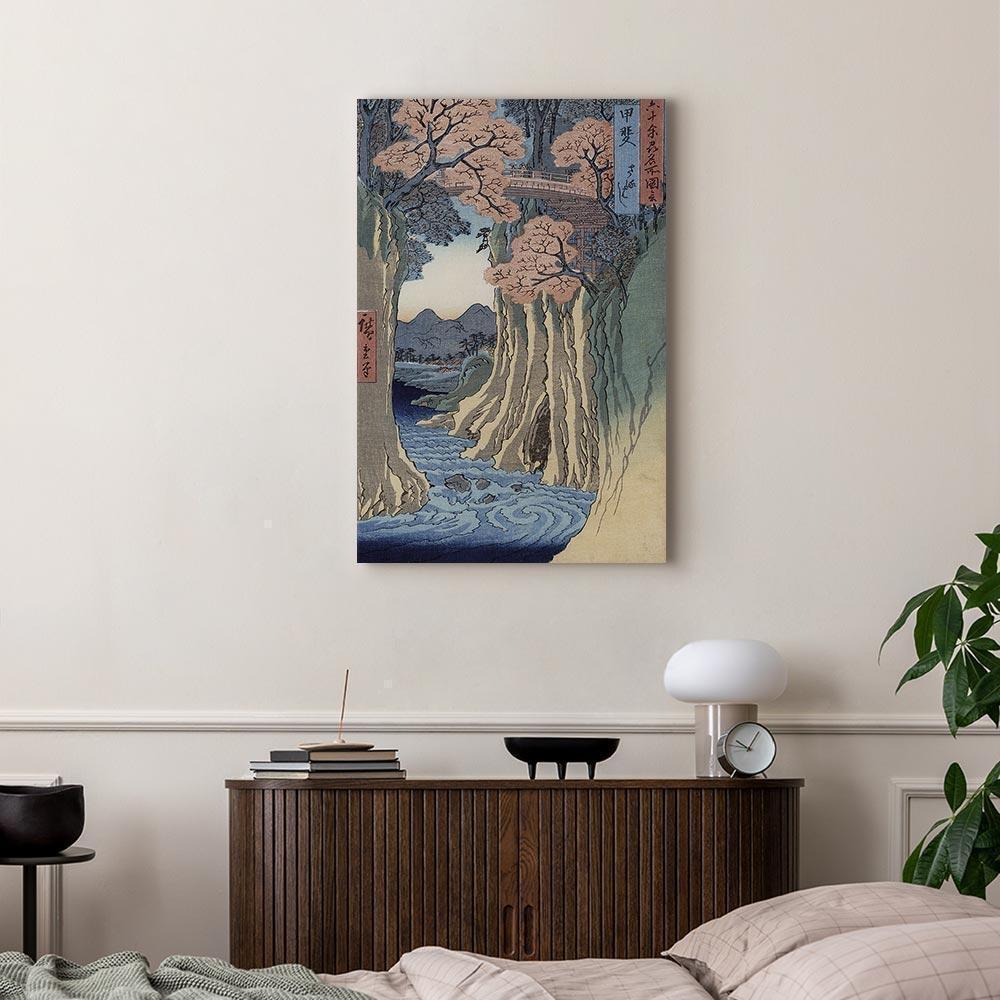 Leinwandbild - Utagawa Hiroshige – The monkey bridge in the Kai province