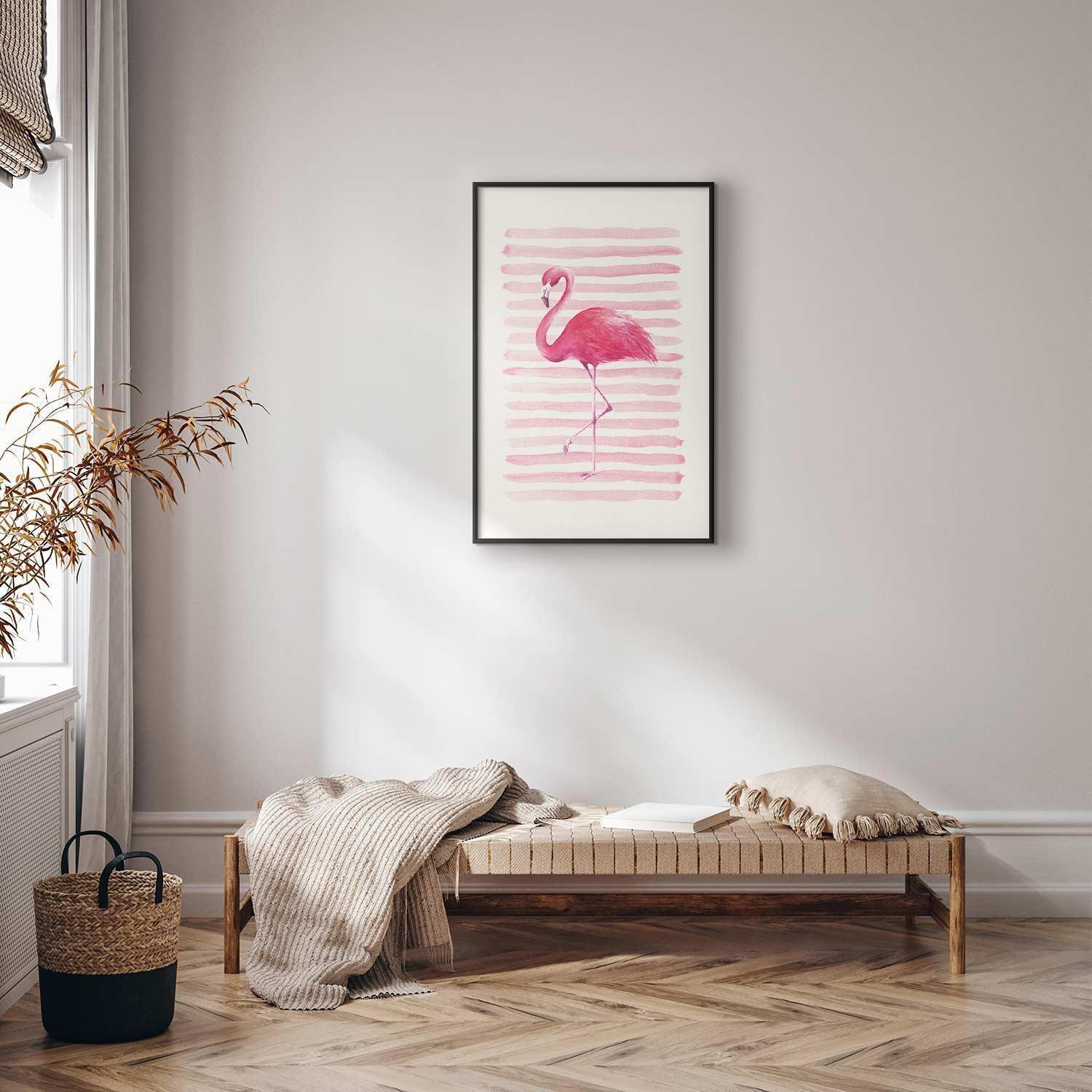Poster - Flamingo and Stripes Artgeist