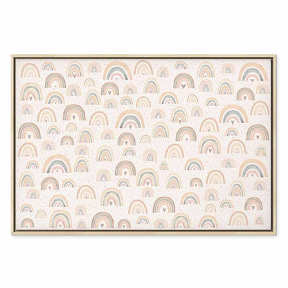 Leinwandbild - Spring - Pastel Rainbows with Hearts on a Rainy Day