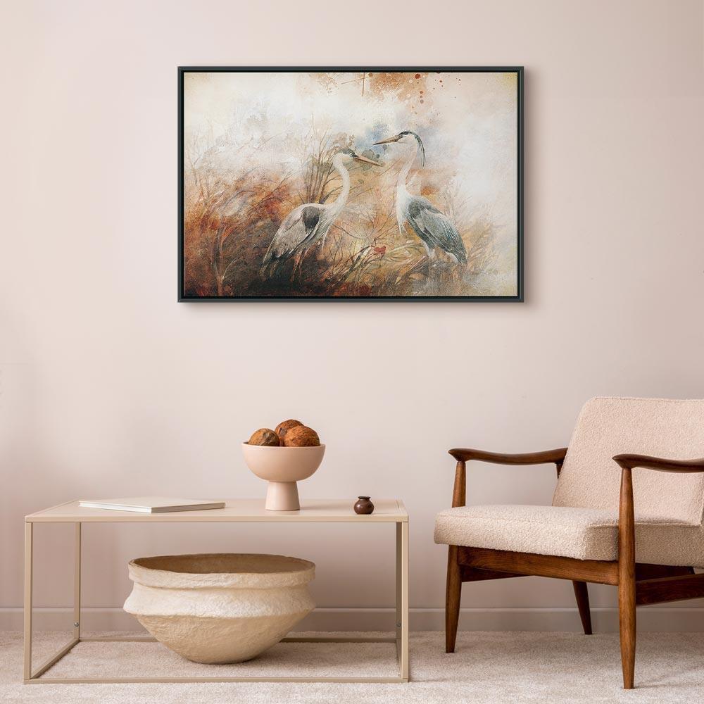 Leinwandbild - Herons on the Hunt (1 Part) Wide