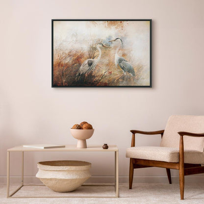 Leinwandbild - Herons on the Hunt (1 Part) Wide