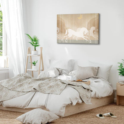 Leinwandbild - Moon Horses - Horses Galloping Among Trees on a Starry Night