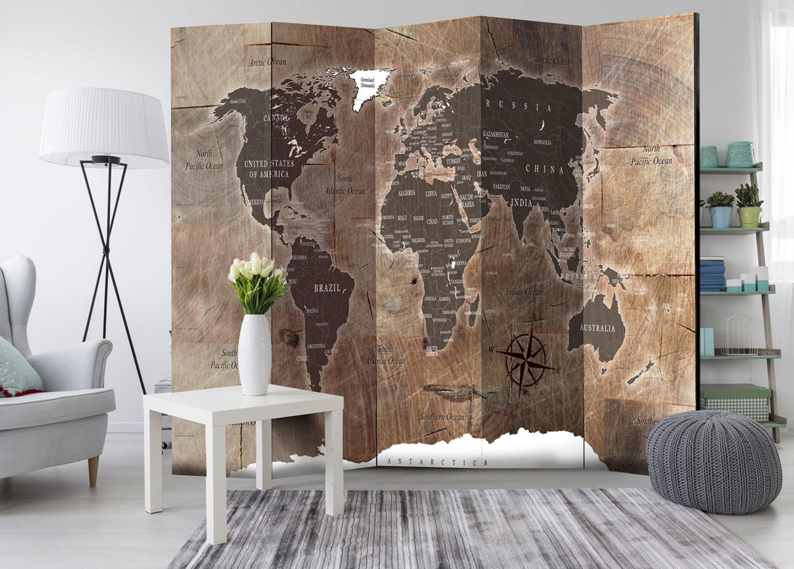 Paravent - Map on the wood Artgeist