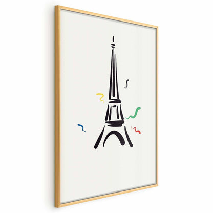 Poster - Black Illustration of the Eiffel Tower on a Light Background