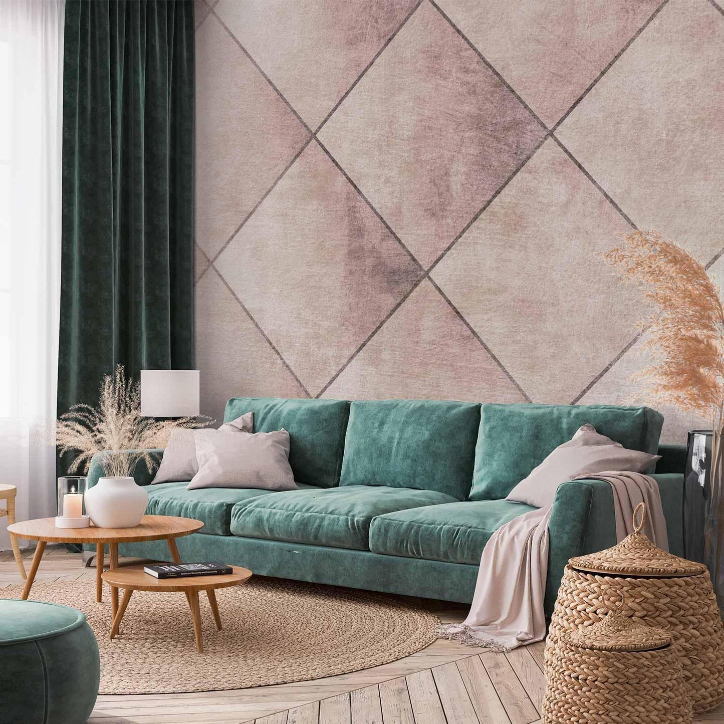 Fototapete - Perfect cuts - geometric symmetrical tiled pattern with pattern Artgeist