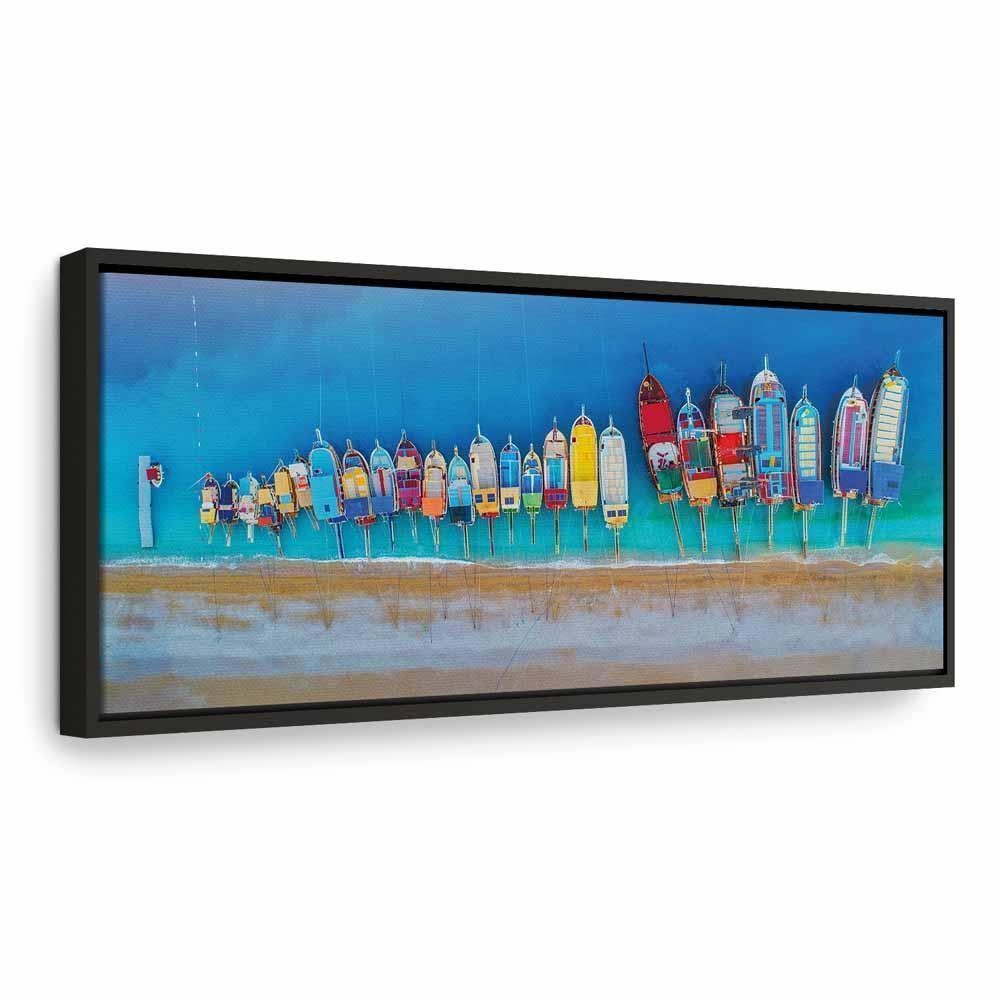 Leinwandbild - Colourful Boats (1 Part) Narrow