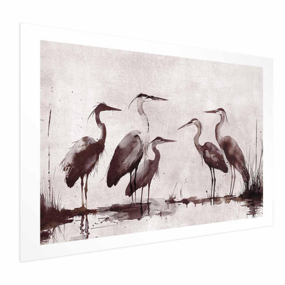 Poster - Herons Painted in Ink Artgeist