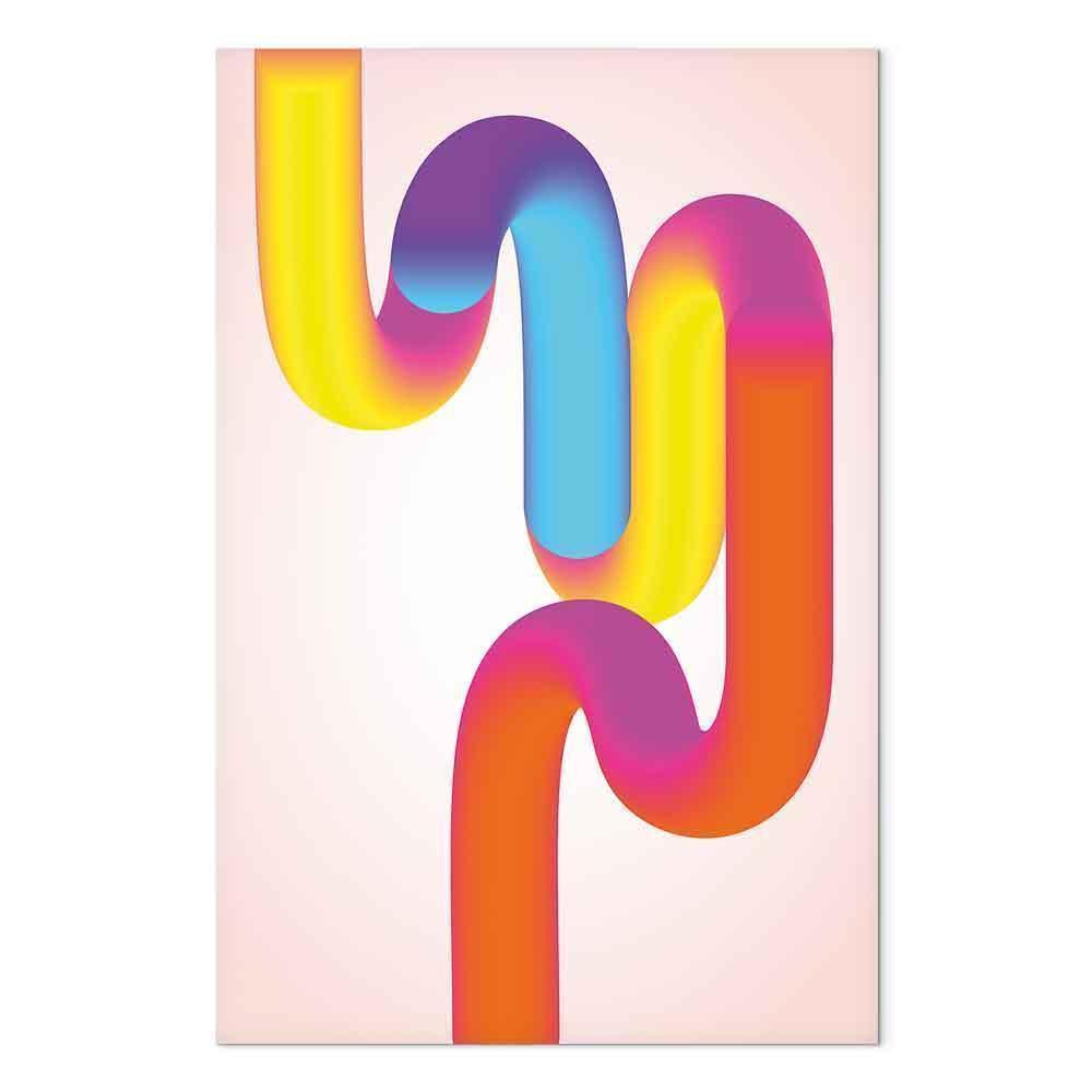 Leinwandbild - Colorful Turns - Dynamic Composition in Shades of Yellow Pink and Blue