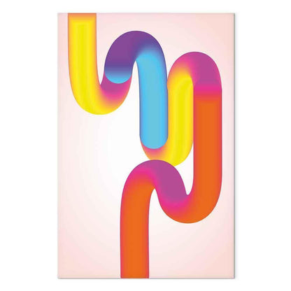 Leinwandbild - Colorful Turns - Dynamic Composition in Shades of Yellow Pink and Blue