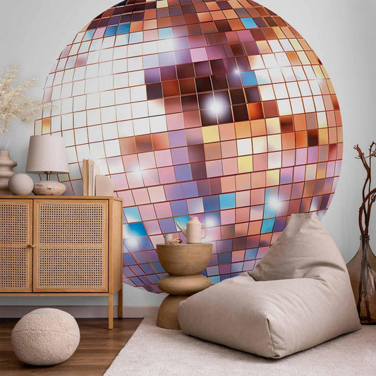Runde Fototapete - Rose gold disco ball