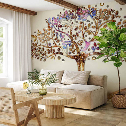 Fototapete „Goldener Baum – Elegantes Naturmotiv mit Struktur“