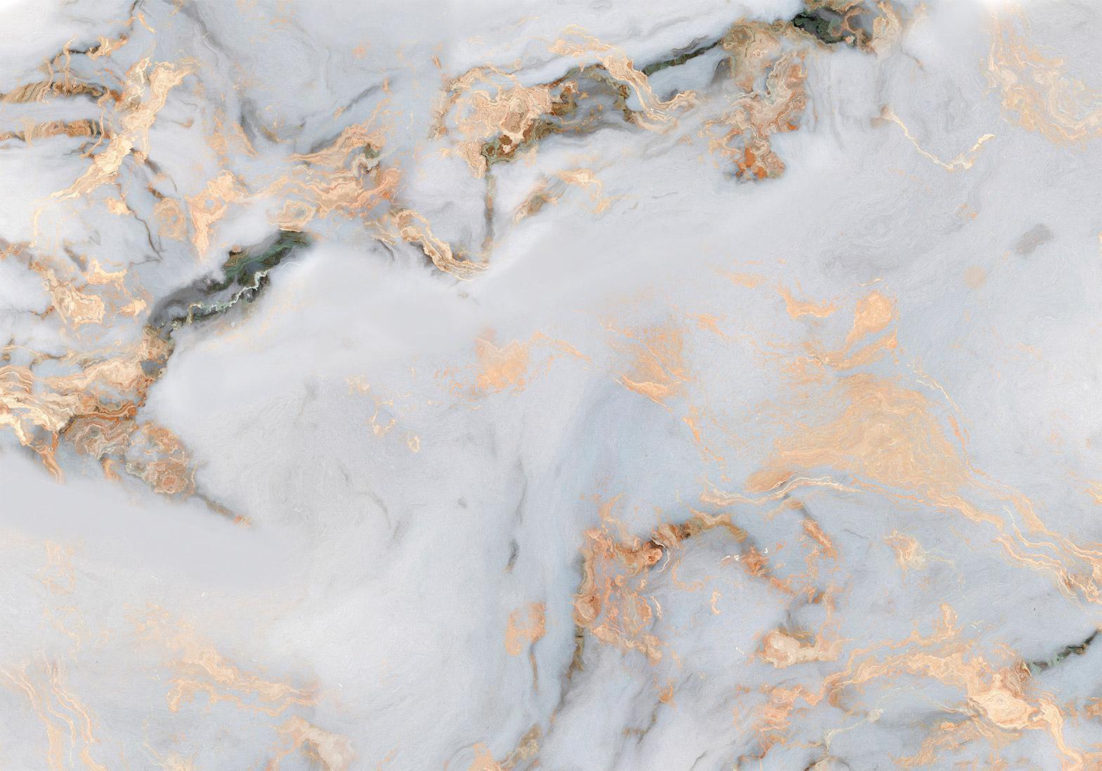 Elegant marble fototapete with white stone and golden highlights.