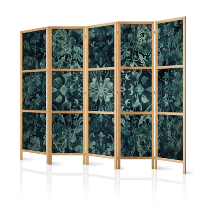 Japanischer Paravent - Oriental Pattern Carpet - Emerald Ornaments and Worn Patterns Artgeist