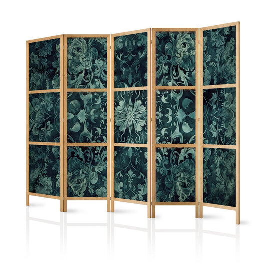 Japanischer Paravent - Oriental Pattern Carpet - Emerald Ornaments and Worn Patterns Artgeist