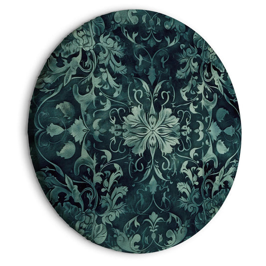 Rundes Bild - Oriental Pattern Carpet: Emerald Ornaments and Worn Patterns Artgeist