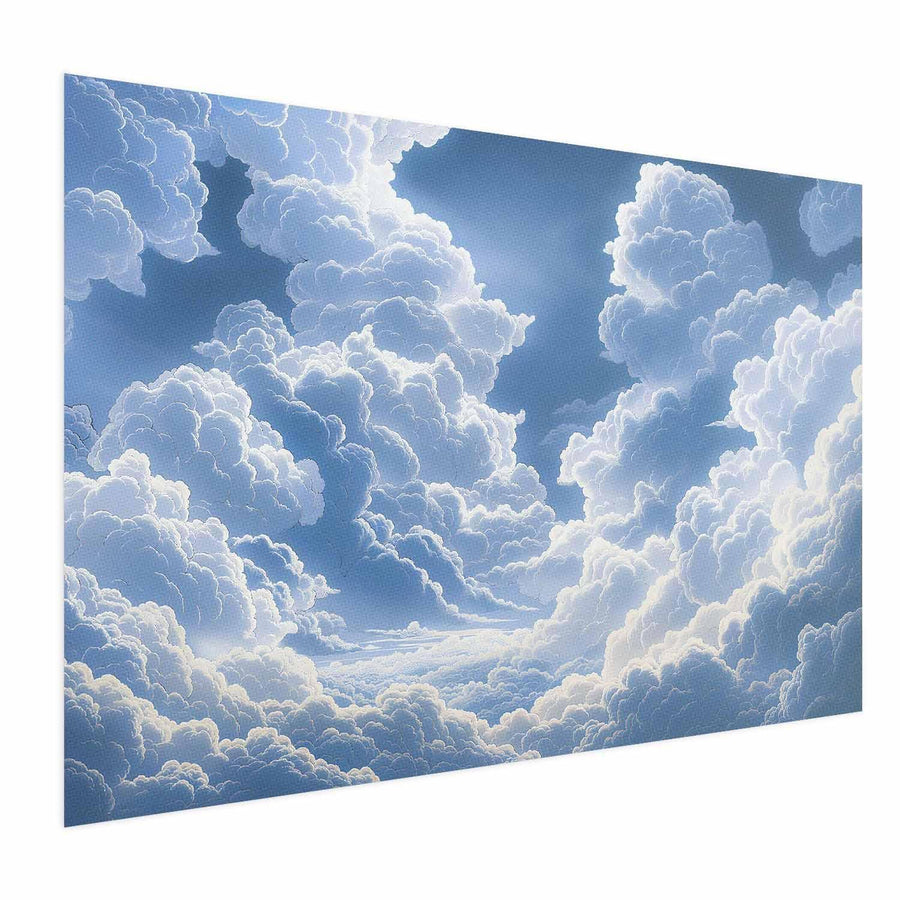 Poster - Blue Sky Breaking Through White, Fluffy Clouds Artgeist