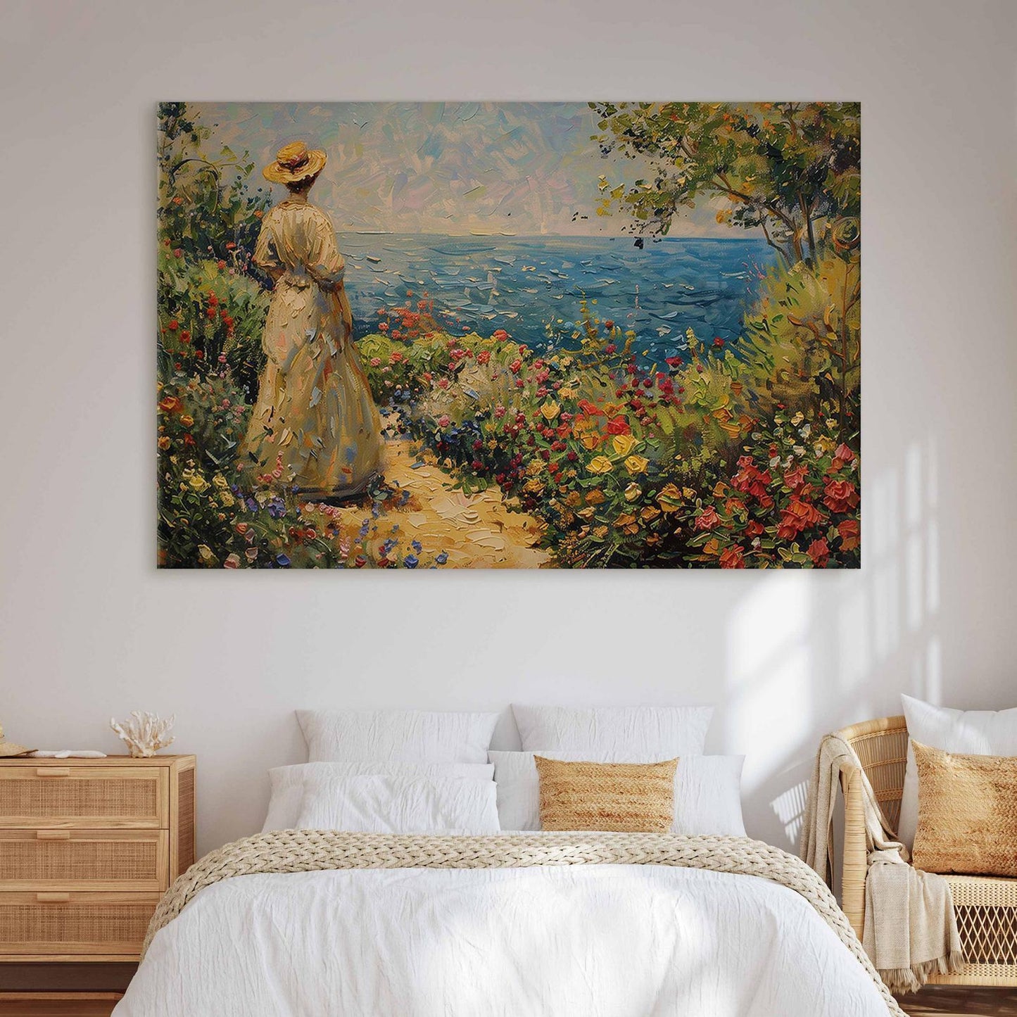 Wandbild XXL - Nostalgic impression - a pensive woman contemplating