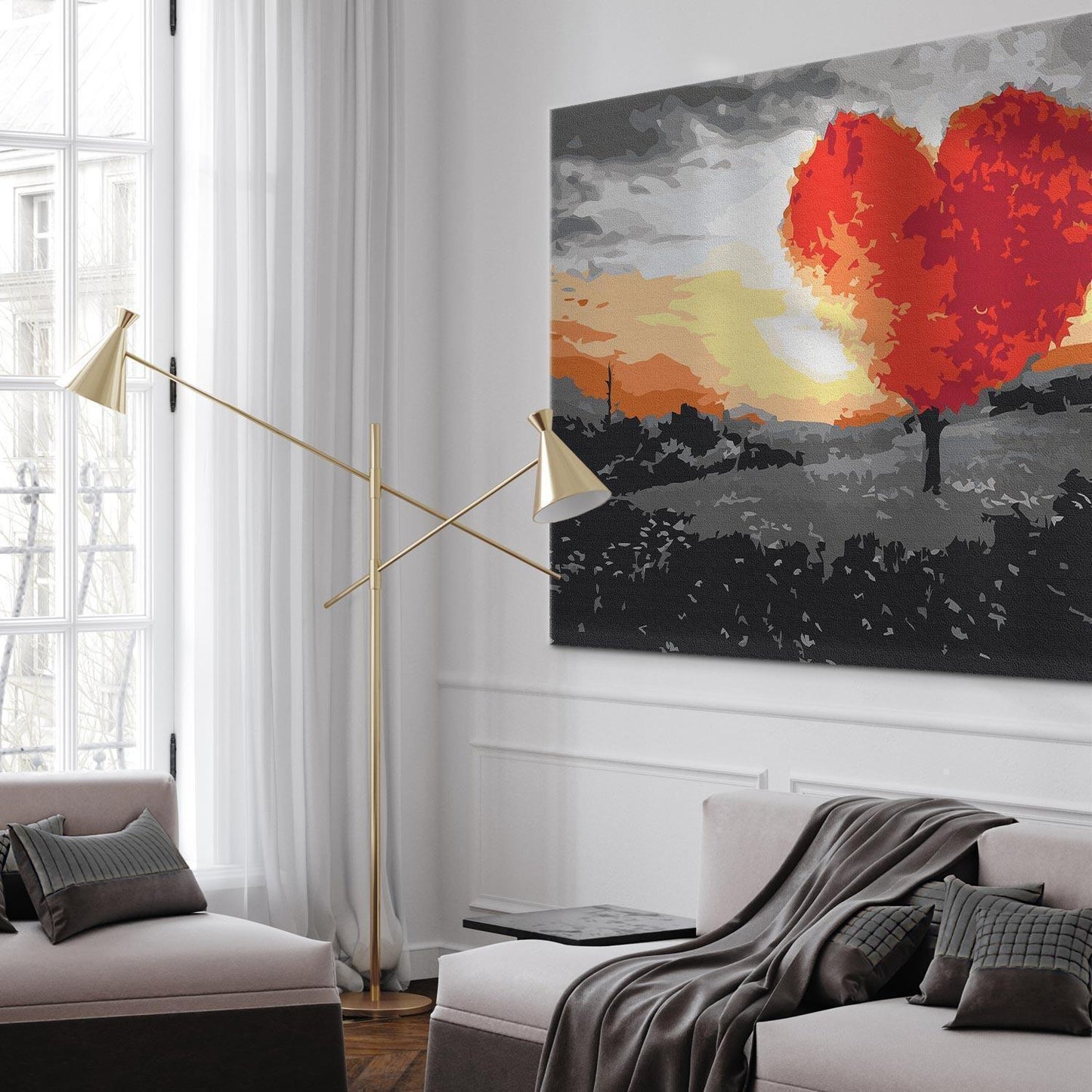 Malen nach Zahlen - Heart-Shaped Tree (Sunrise)