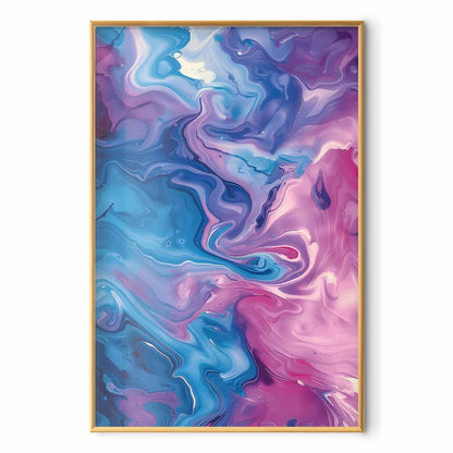 Poster - Night Flows - abstract waves in shades of blue and purple