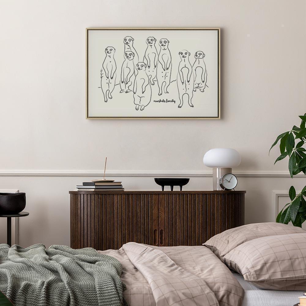 Leinwandbild - Animal Patrol (1-part) - Meerkats on Black and White Background