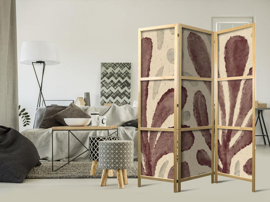 Japanischer Paravent - Waving Leaves - Irregular Plant Shapes in the Style of Matisse