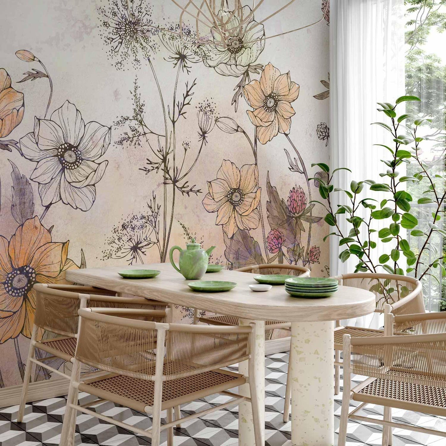 Fototapete - Day in the Meadow - First Variant