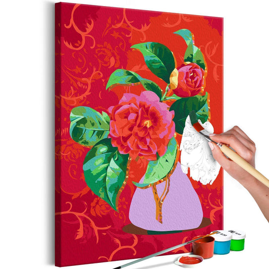 Wandbild zum Ausmalen - Blumenstrauß in einer lila Vase