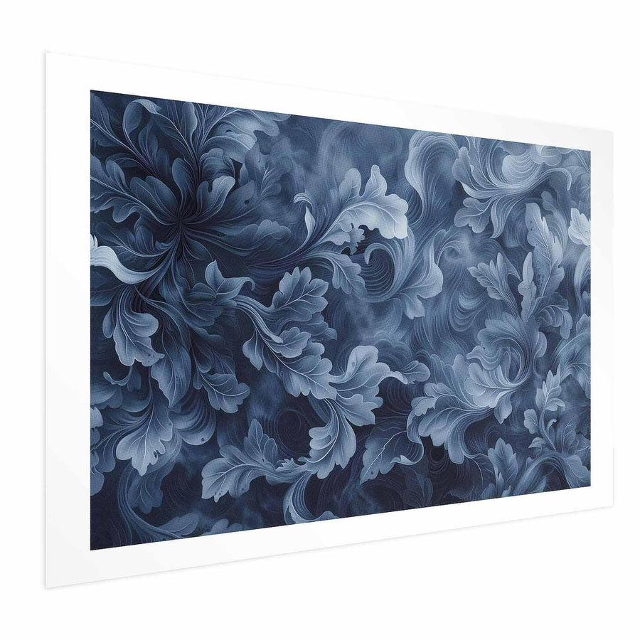 Poster - Dense, Dark Blue Abstract Ornaments Artgeist