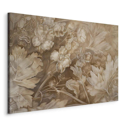 Leinwandbild - Floral Ornaments Carved in Delicate Sepia and Brown Shades Artgeist